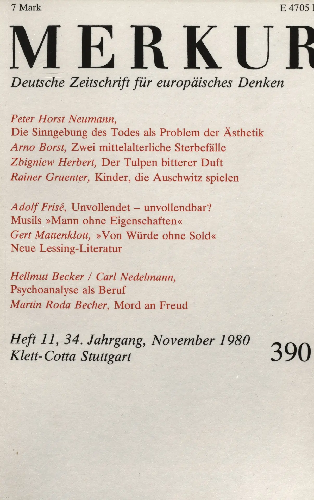 Heft-Cover Merkur Nr. 390