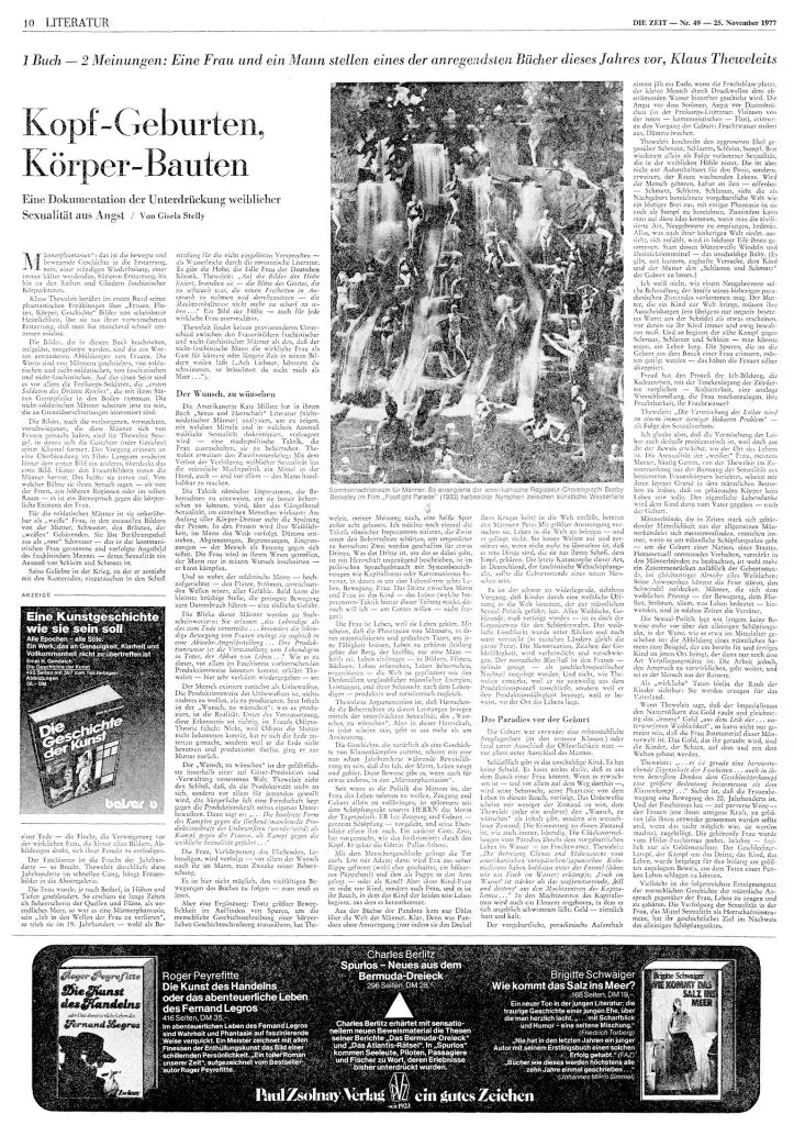 Gisela Stelly über Theweleits "Männerphantasien"